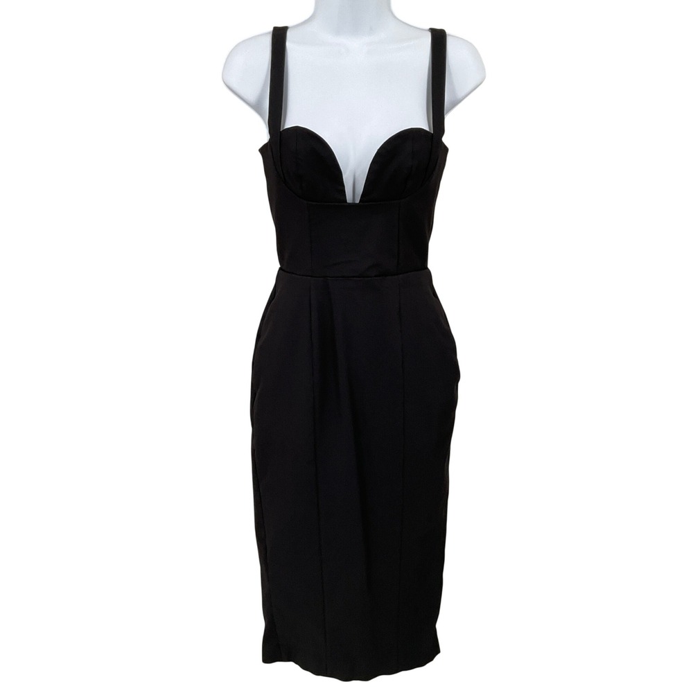 House of CB Bellissima Midi Dress Womens S Black‎ Richcel Sweetheart Cocktail